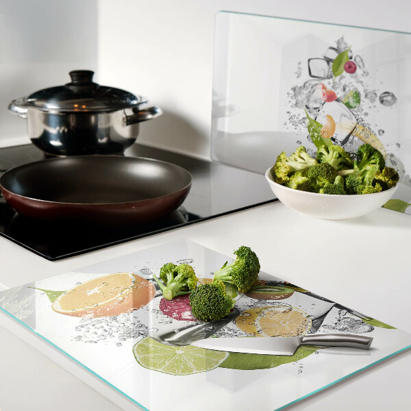 Snijplanken van glas Fruit in water