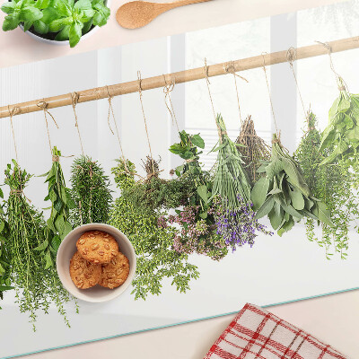 Glazen snijplanken Gedroogde kruiden aan een touwtje