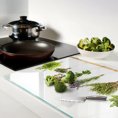 Snijplanken glas Kruiden gedroogd aan een touwtje