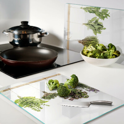 Snijplanken glas Kruiden gedroogd aan een touwtje