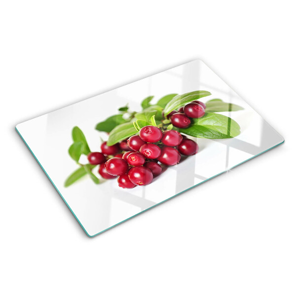 Glazen snijplanken Cranberries met bladeren