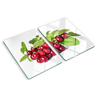 Glazen snijplanken Cranberries met bladeren
