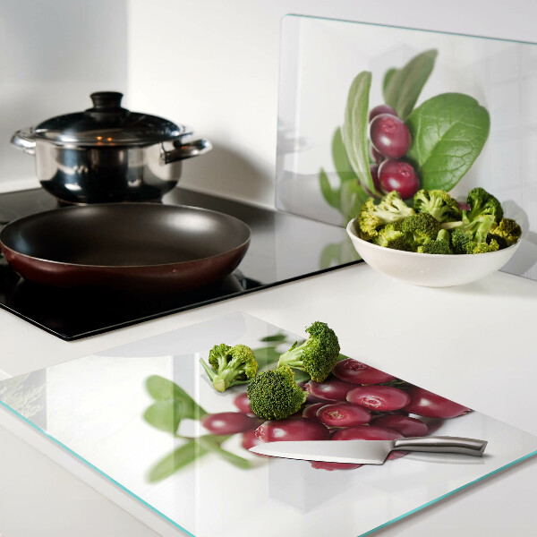 Glazen snijplanken Cranberries met bladeren