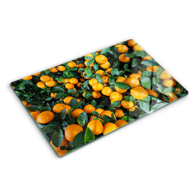 Snijplanken van glas Mandarijnen aan de takken