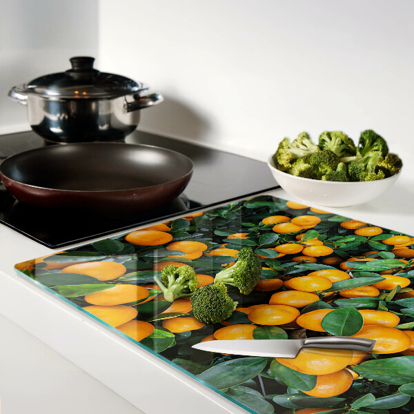 Snijplanken van glas Mandarijnen aan de takken