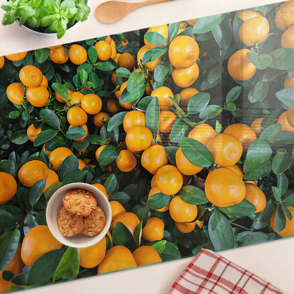 Snijplanken van glas Mandarijnen aan de takken