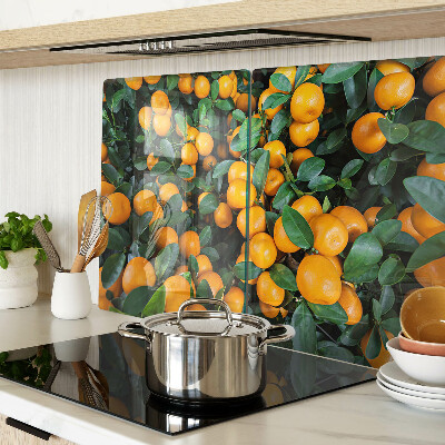 Snijplanken van glas Mandarijnen aan de takken