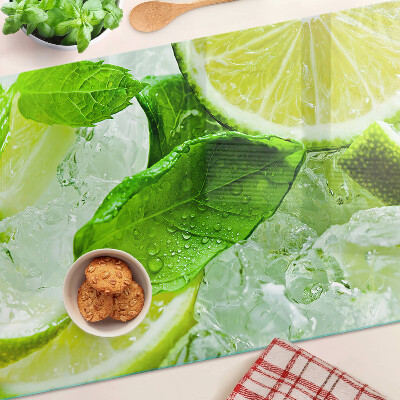 Glazen snijplanken Citroenen en muntblaadjes