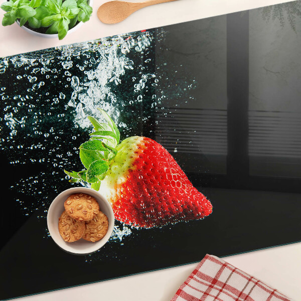 Snijplanken glas Aardbei in water