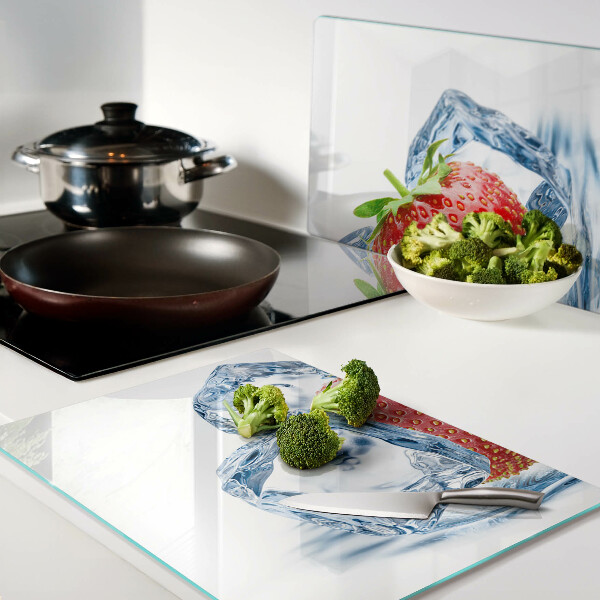 Glazen snijplanken Aardbei in ijs