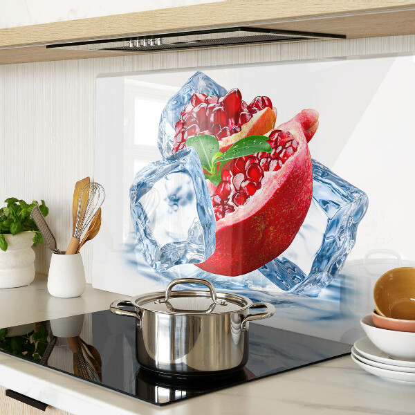 Snijplanken van glas Granaatappel in ijs