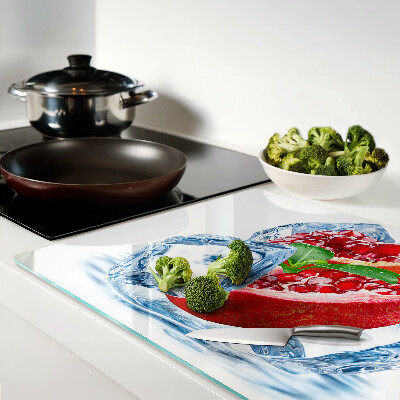 Snijplanken van glas Granaatappel in ijs