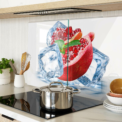 Snijplanken van glas Granaatappel in ijs