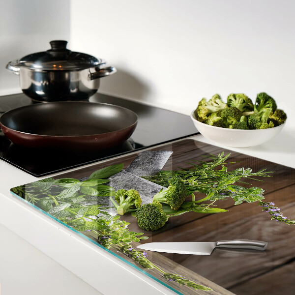 Snijplanken van glas Kruiden in een pot