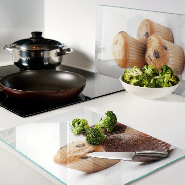 Snijplanken glas Chocolade- en vanillemuffins