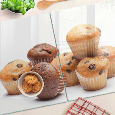Snijplanken glas Chocolade- en vanillemuffins