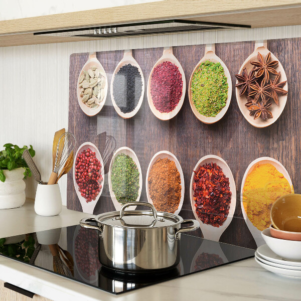 Glazen snijplanken Specerijen in lepels