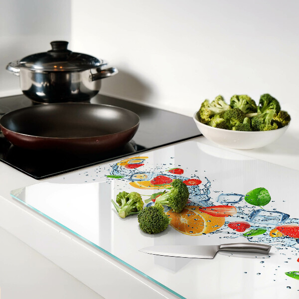 Snijplanken glas Kleurrijke vruchten en bladeren