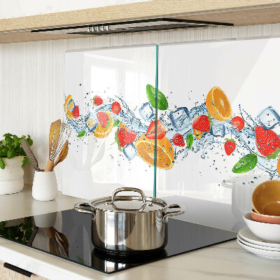 Snijplanken glas Kleurrijke vruchten en bladeren