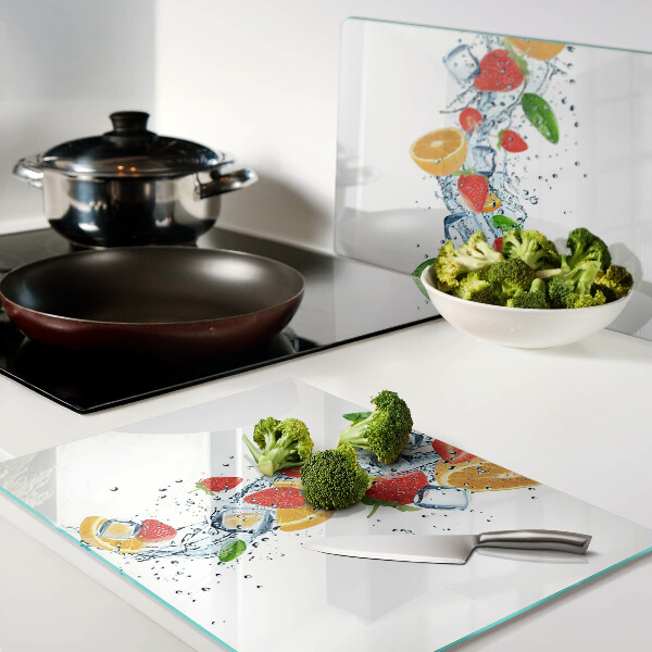 Snijplanken glas Kleurrijke vruchten en bladeren