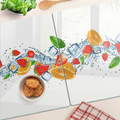 Snijplanken glas Kleurrijke vruchten en bladeren