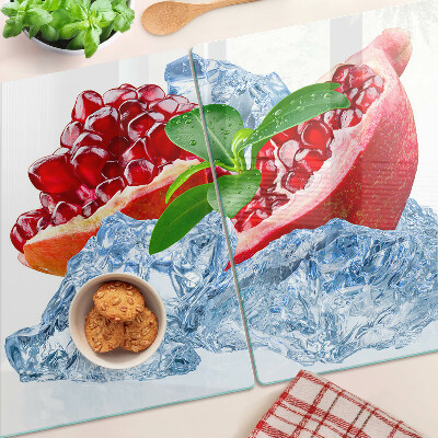 Snijplanken van glas Granaatappel en ijs