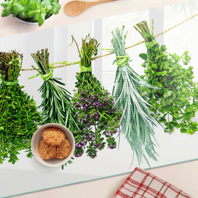 Glazen snijplanken Gedroogde kruiden aan een touwtje