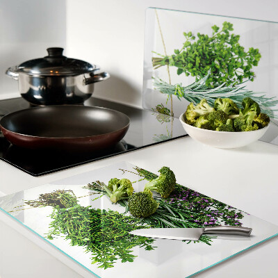 Glazen snijplanken Gedroogde kruiden aan een touwtje