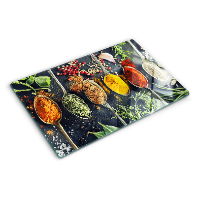 Snijplanken van glas Specerijen in lepels