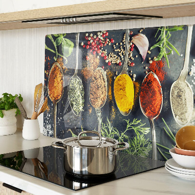 Snijplanken van glas Specerijen in lepels