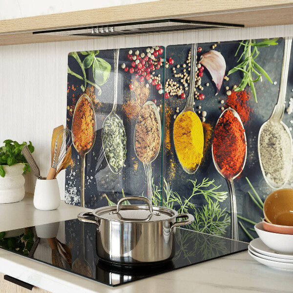 Snijplanken van glas Specerijen in lepels