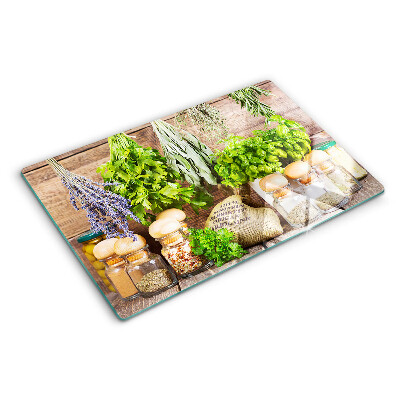 Snijplanken glas Kruiden en specerijen in de keuken