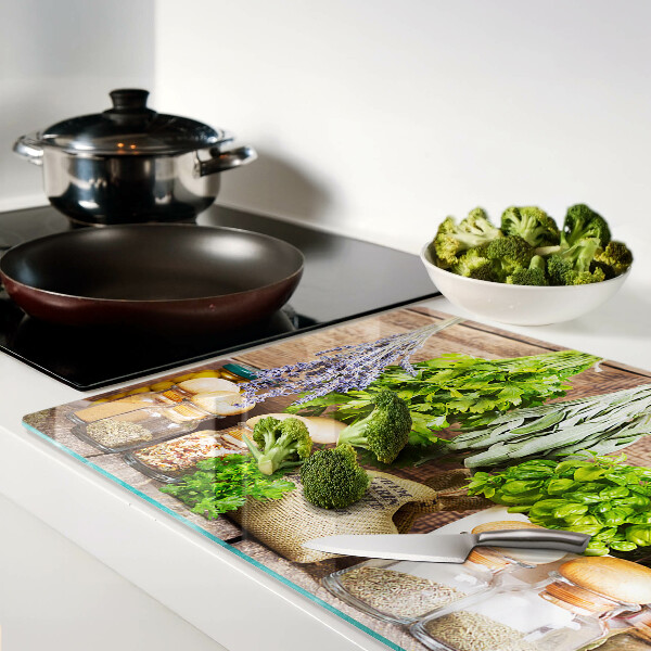 Snijplanken glas Kruiden en specerijen in de keuken