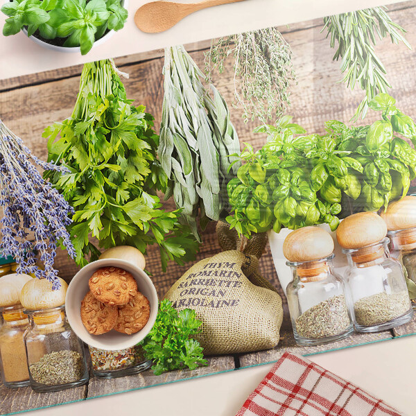 Snijplanken glas Kruiden en specerijen in de keuken