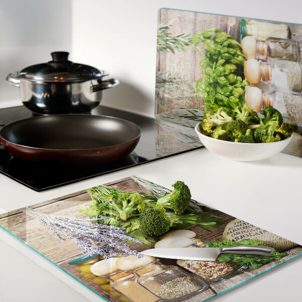 Snijplanken glas Kruiden en specerijen in de keuken