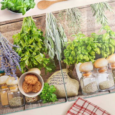 Snijplanken glas Kruiden en specerijen in de keuken