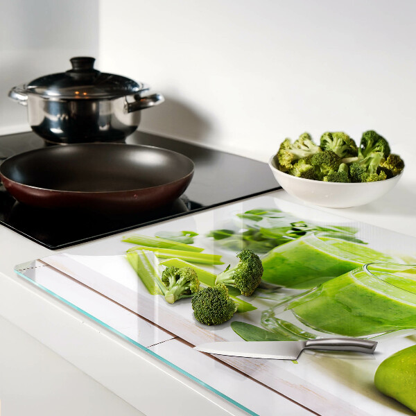 Glazen snijplanken Groene smoothie met verse ingrediënten