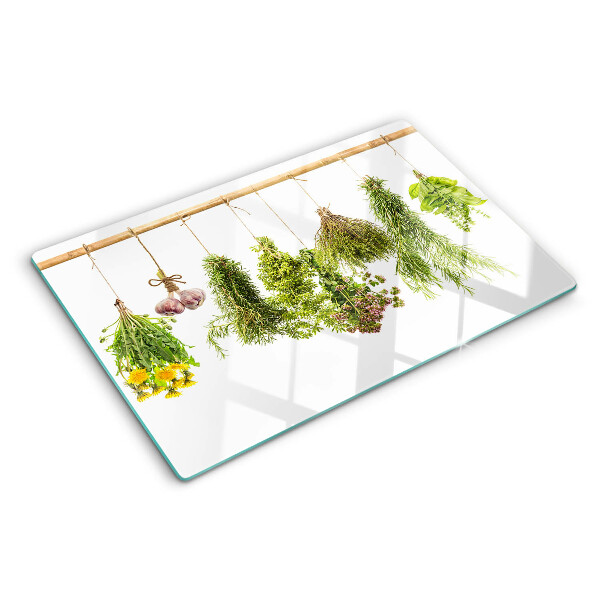 Snijplanken glas Kruiden in hangende bosjes