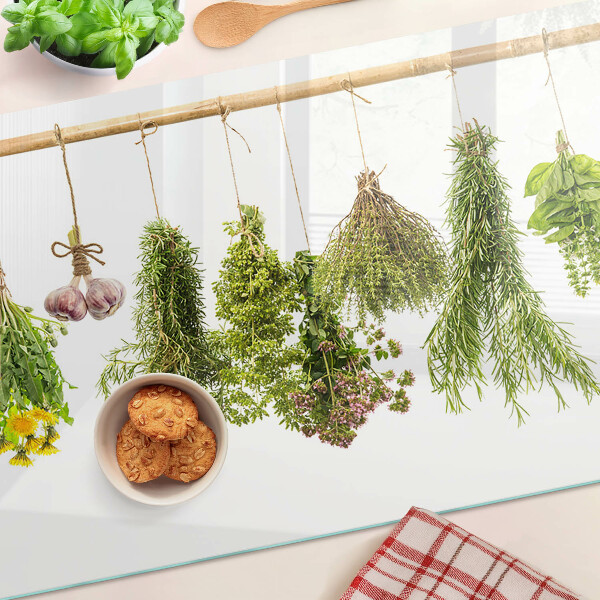 Snijplanken glas Kruiden in hangende bosjes