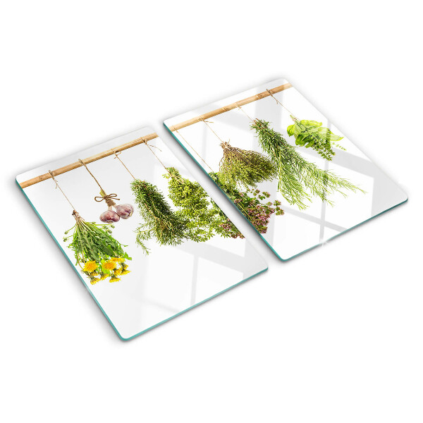 Snijplanken glas Kruiden in hangende bosjes