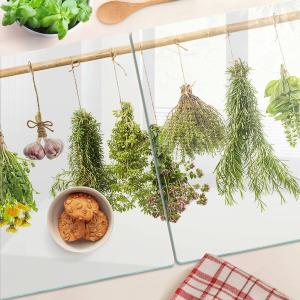 Snijplanken glas Kruiden in hangende bosjes