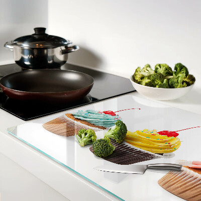 Snijplanken van glas Cupcake met slagroom en kers