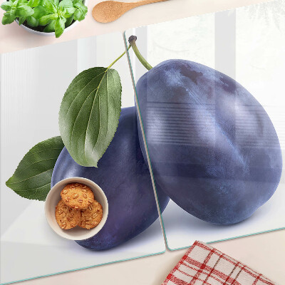 Snijplanken glas Pruimen met bladeren