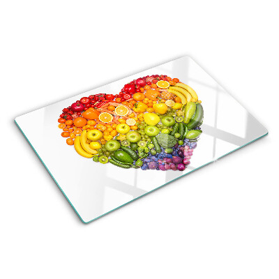 Snijplanken glas Regenboog Fruit Hart