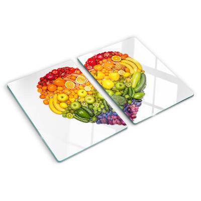 Snijplanken glas Regenboog Fruit Hart