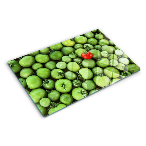Glazen snijplanken Groene tomaten met een rood accent.