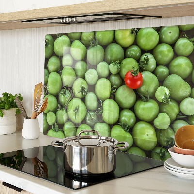 Glazen snijplanken Groene tomaten met een rood accent.