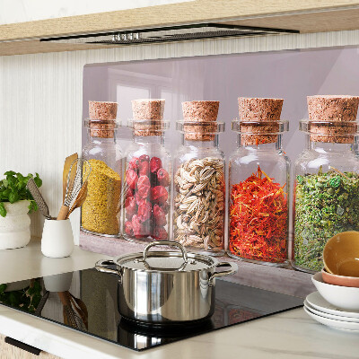 Glazen snijplanken Specerijen in glazen potten