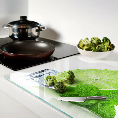 Snijplanken glas Limoen met munt en ijs.