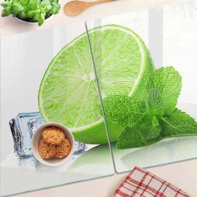 Snijplanken glas Limoen met munt en ijs.